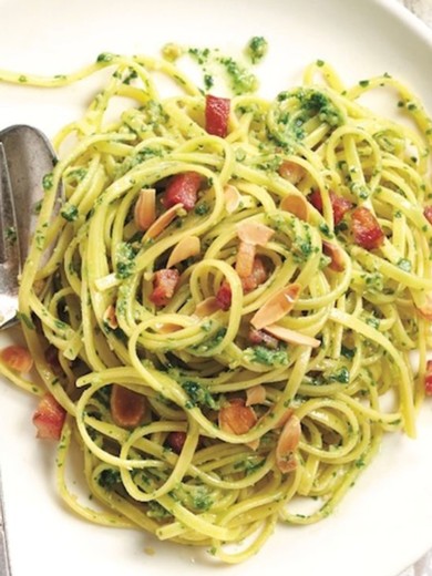 Arugula Pesto Linguine paired with Two Rivers 2016 Riesling