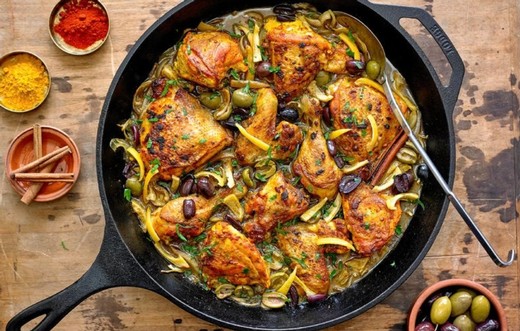 Chicken Tagine with Olives and Preserved Lemons pairs with our TRV 2019 Rosè of Pinot Noir